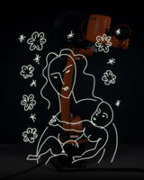 RN1459 Robot Light Drawing, Vierge et enfant sur fond de fleurs et d’étoiles, after Henri Matisse (1950-51), 2022