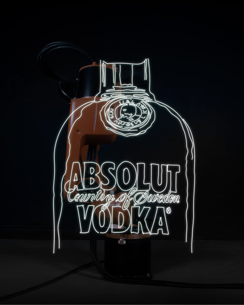 RN1482 Robot Light Drawing, Absolute Vodka, after Andy Warhol (1985), 2022
