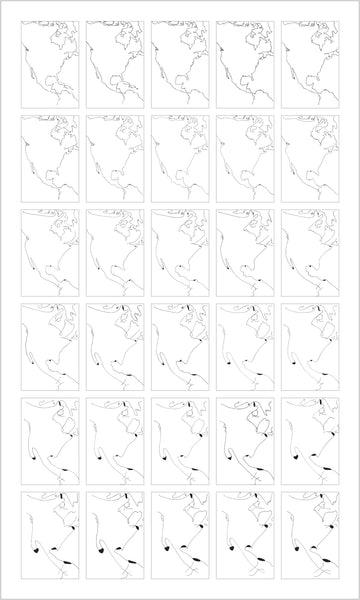 RN843 Chinese Whispers, Map - Outline of North, Central and South America after Andy Warhol (c.1980), 2015